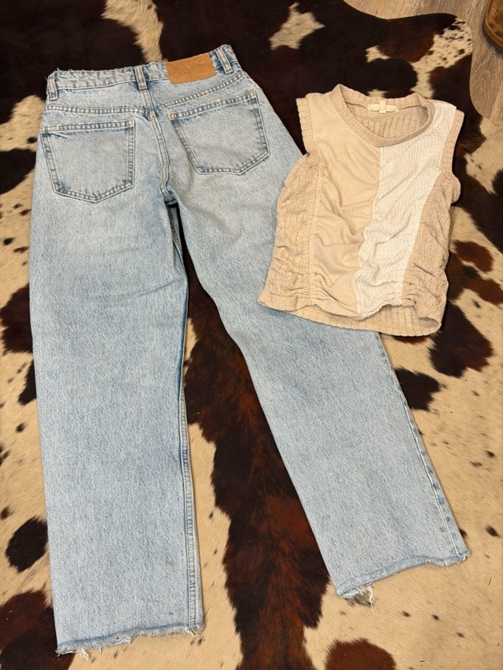 Zara Light Blue Super flattering rigid wide leg Jeans